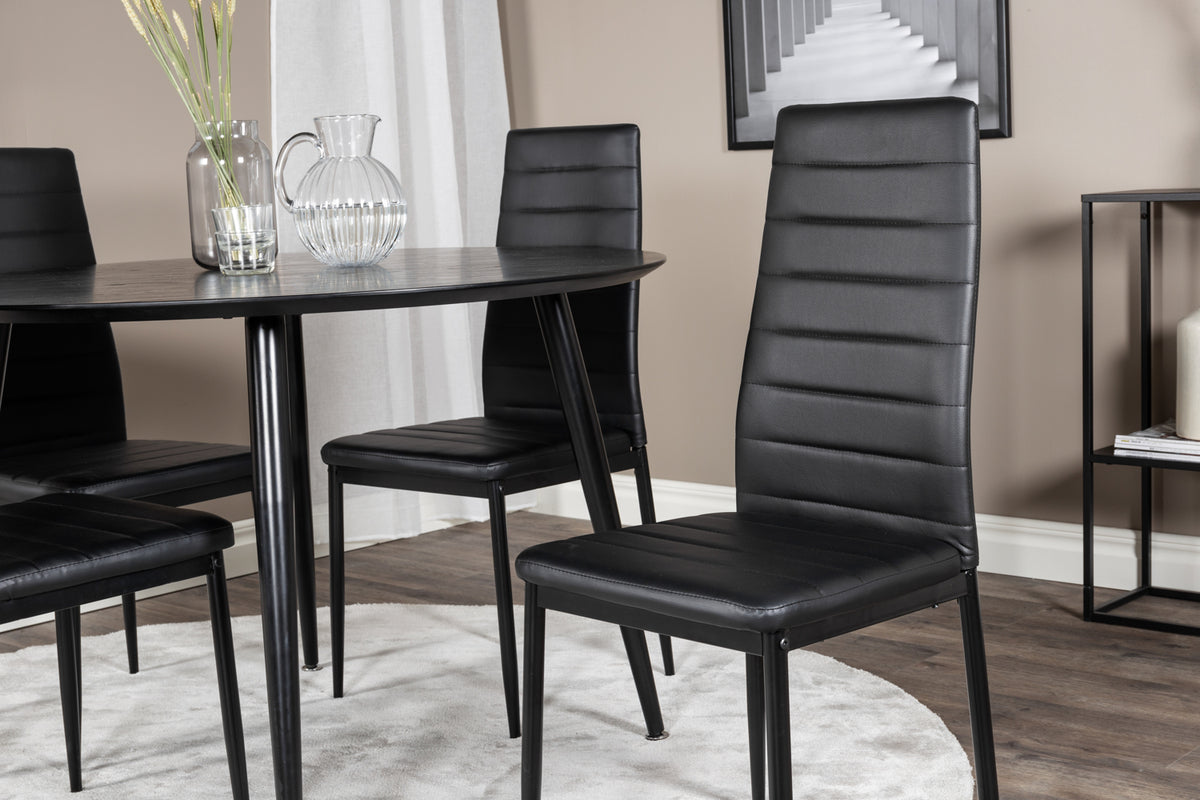 Venture Design Slim & Dipp Matstolar Svart + Matbord ⌀115