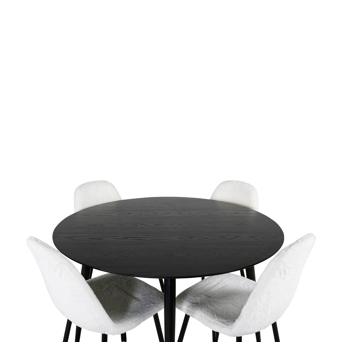 Venture Design Dipp & Polar Runda Matbord ⌀115 Svart + Matstolar 2-pack Vit