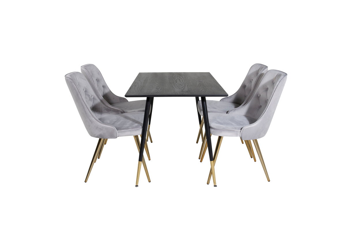 Venture Design Dipp & Velvet Deluxe Matbord 85x120 + Matstolar Grå
