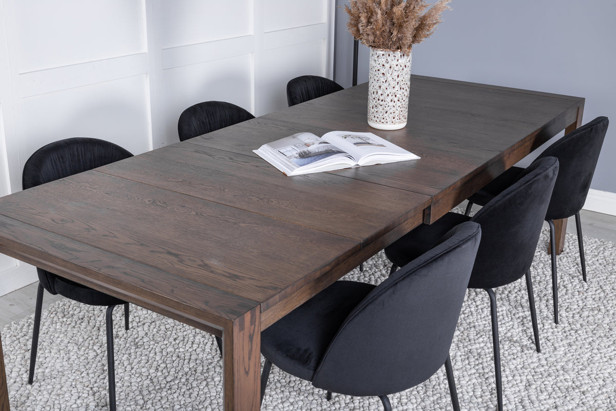 Venture Design Slider & Wrinkles Matbord 250*95*75 + Matstolar Svart
