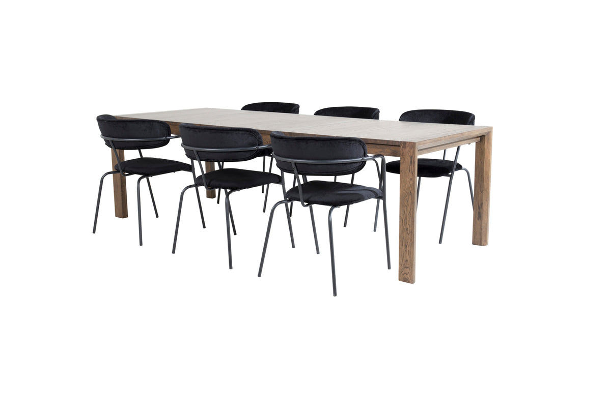 Venture Design Slider & Arrow Matbord 250*95*75 + Matstolar Svart