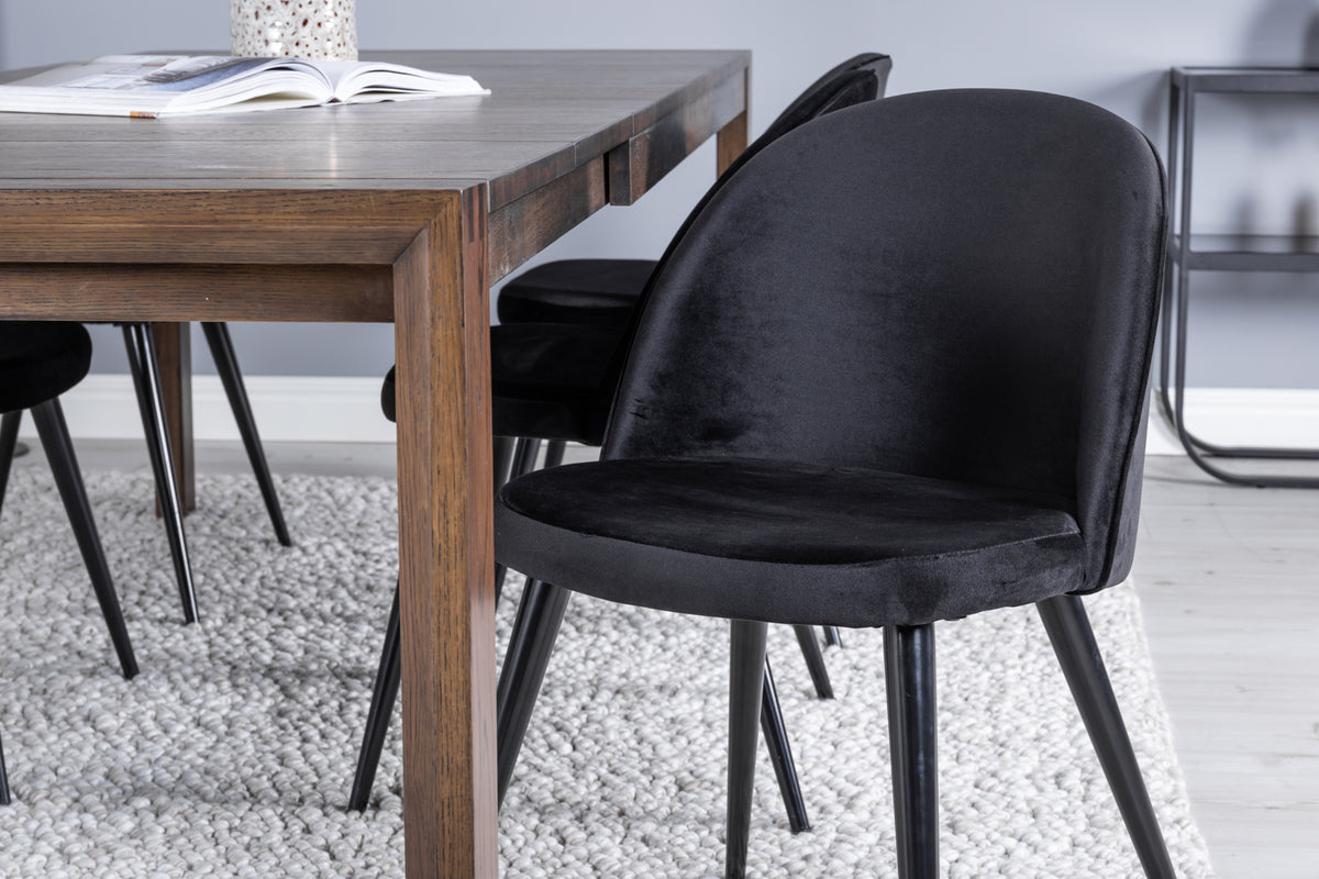 Venture Design Slider & Velvet Rektangulära Matbord 170 x 95 Natur + Matstolar 2-pack Svart