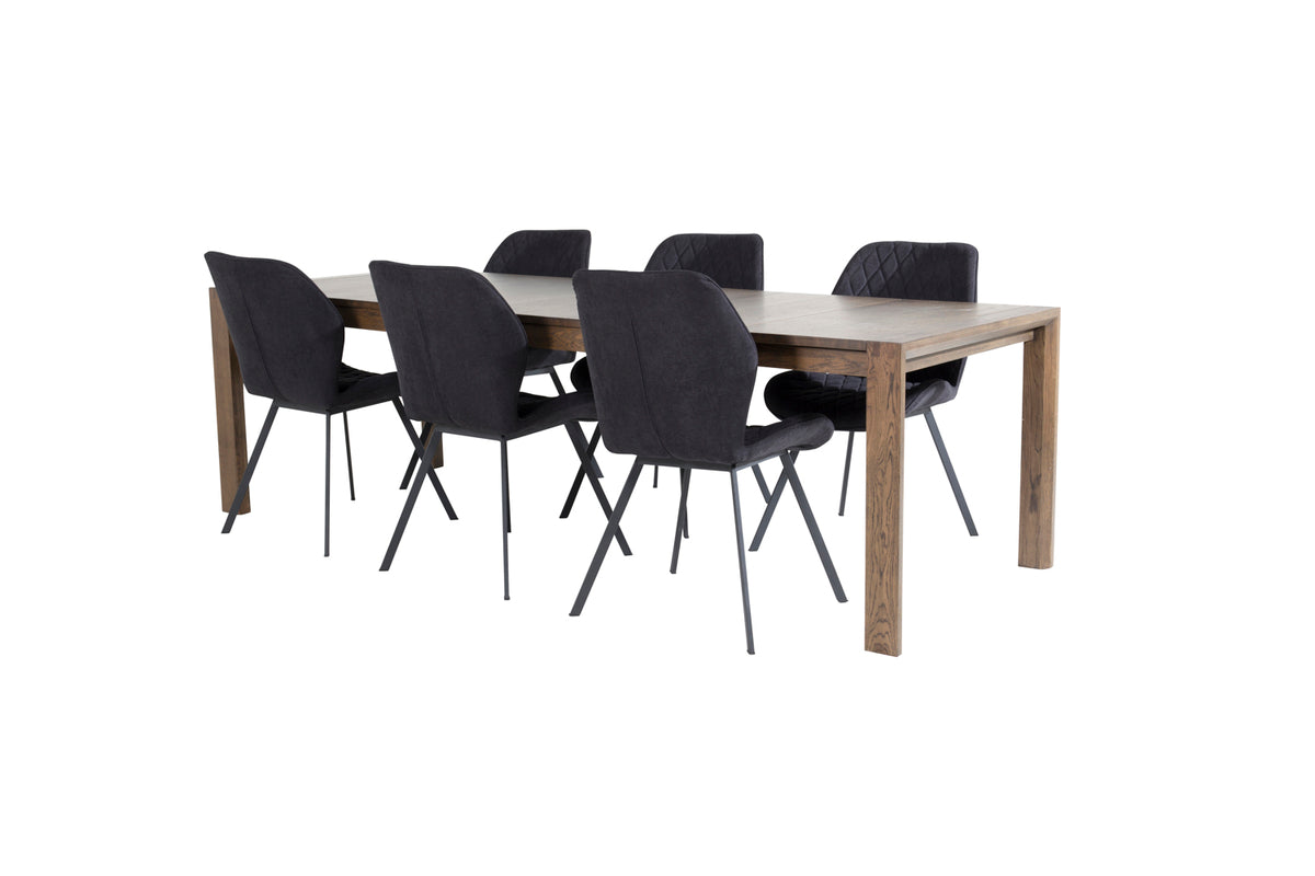 Venture Design Slider & Gemma Matbord 250*95*75 + Matstolar Svart