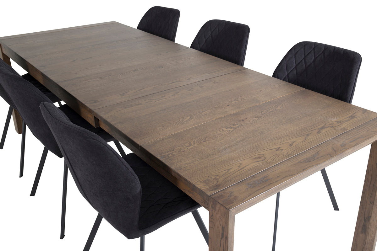 Venture Design Slider & Gemma Matbord 250*95*75 + Matstolar Svart
