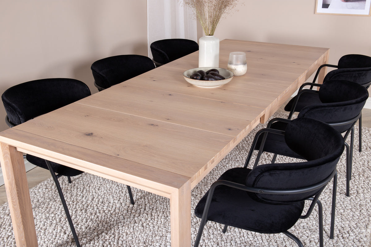 Venture Design Slider & Arrow Rektangulära Matbord 170 x 95 Vitputsad + Matstolar 2-pack Svart