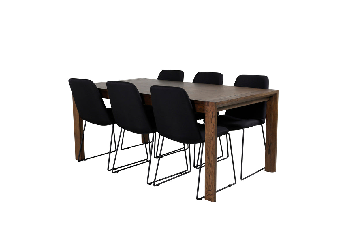 Venture Design Slider & Muce Rektangulära Matbord 170 x 95 Natur + Matstolar 2-pack Svart