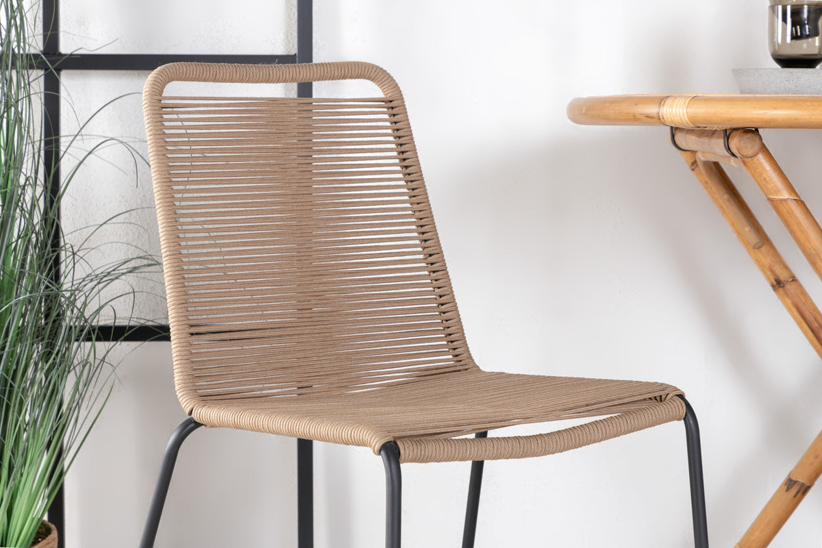 Venture Design Cane & Lindos Cafébord ⌀90 + Matstolar Brun