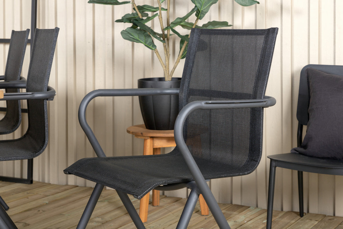 Venture Design Julian & Alina Matbord 210x100 + Matstolar Svart