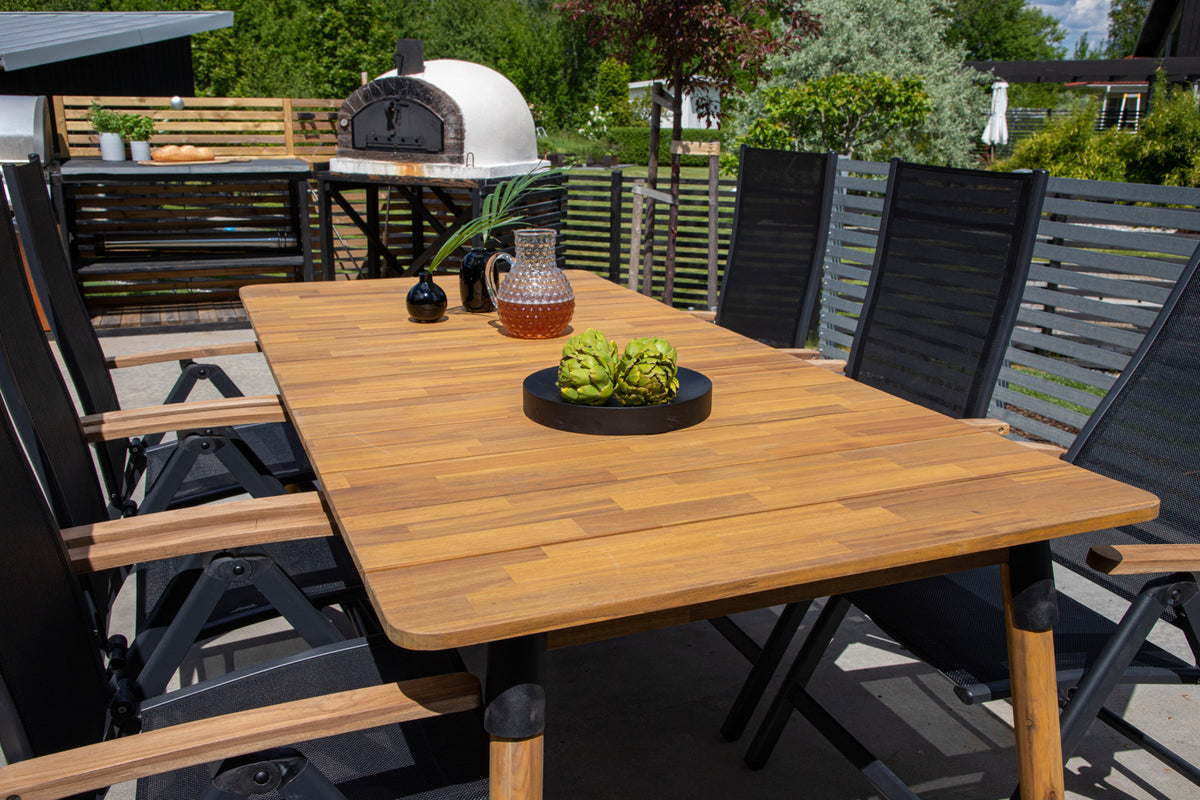 Venture Design Julian & Panama Matbord 210x100 + Positionsstolar Svart