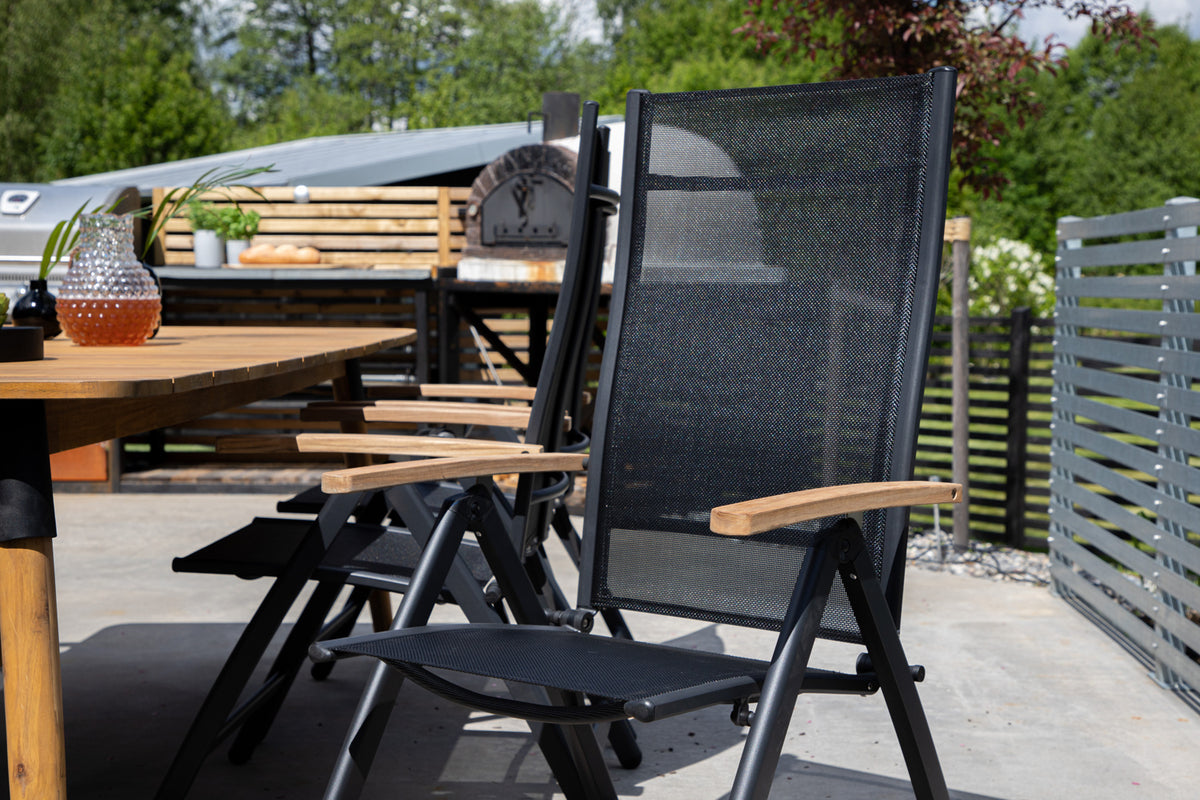 Venture Design Julian & Panama Matbord 210x100 + Positionsstolar Svart