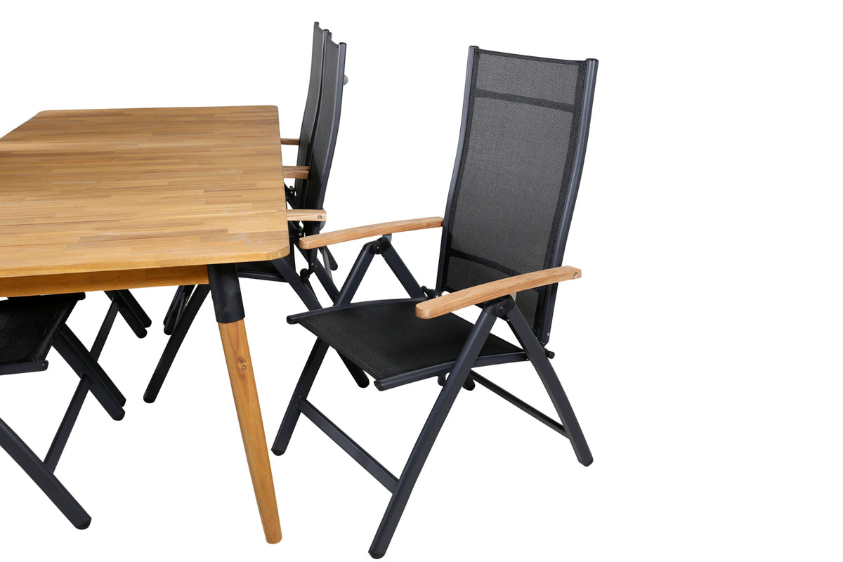 Venture Design Julian & Panama Matbord 210x100 + Positionsstolar Svart