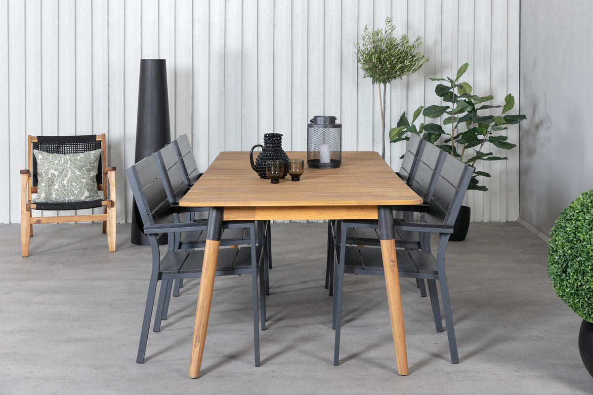 Venture Design Julian & Levels Matbord 210x100 + Matstolar Svart