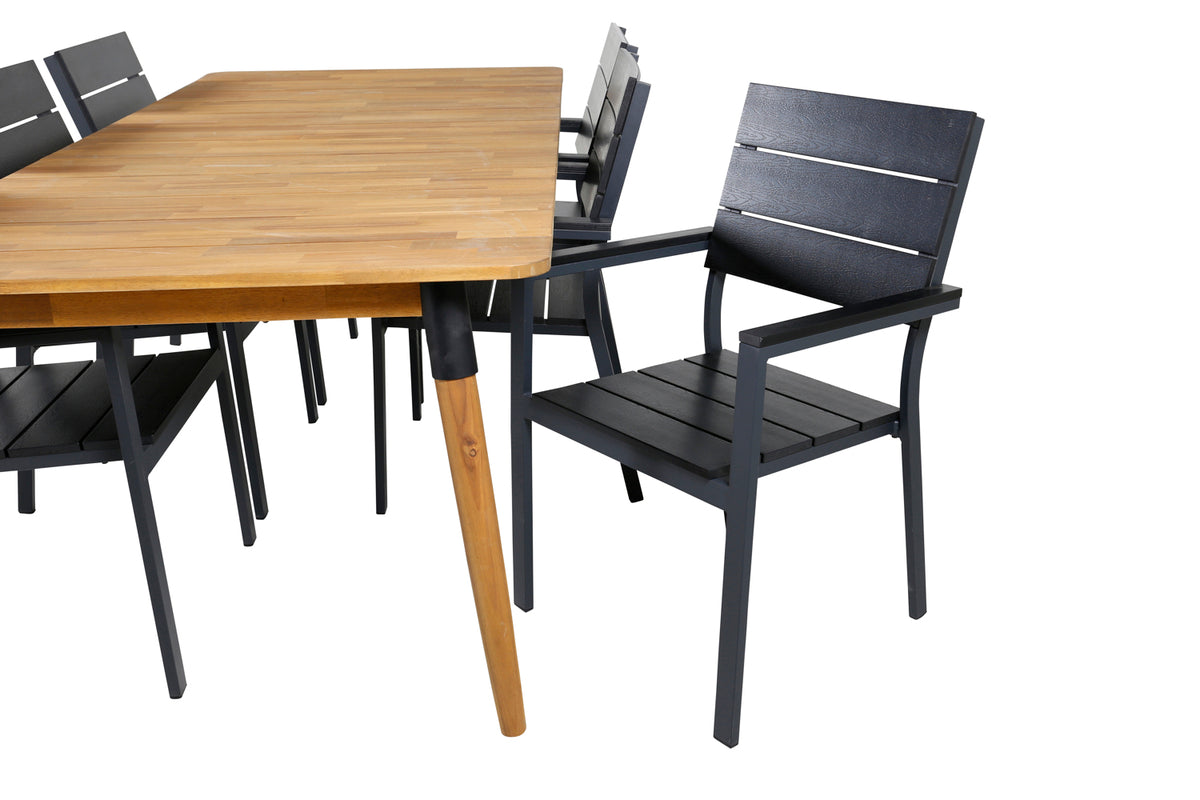 Venture Design Julian & Levels Matbord 210x100 + Matstolar Svart