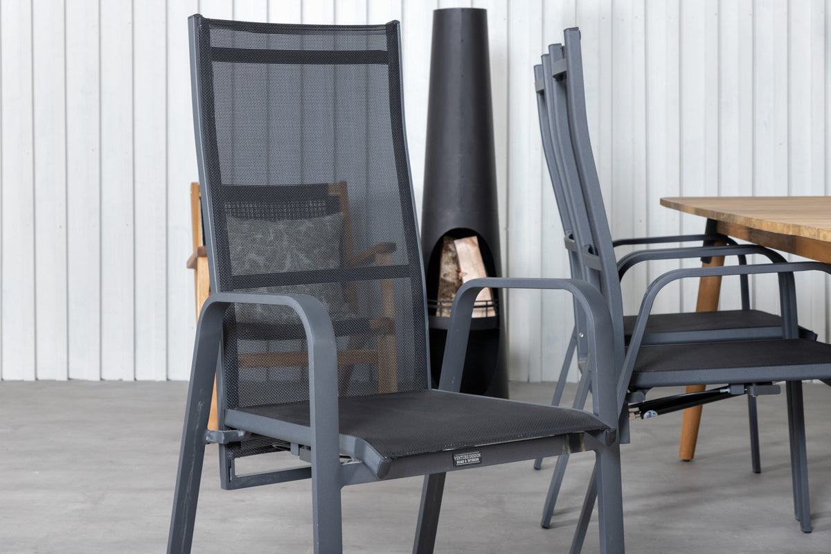 Venture Design Julian & Copacabana Matbord 210x100 + Reclinerstolar Svart
