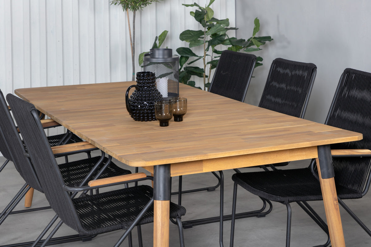 Venture Design Julian & Bois Matbord 210x100 + Matstolar Svart