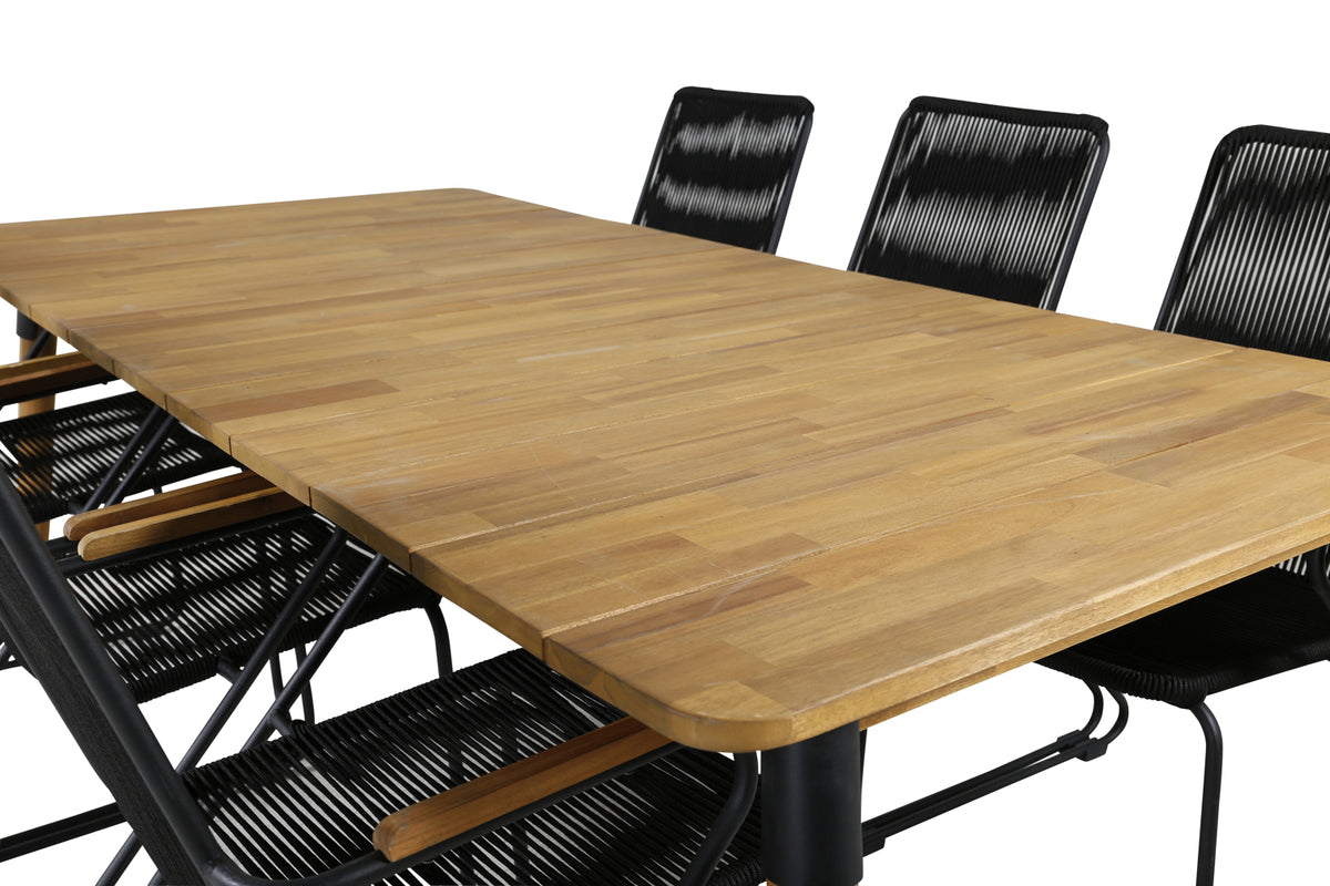 Venture Design Julian & Bois Matbord 210x100 + Matstolar Svart
