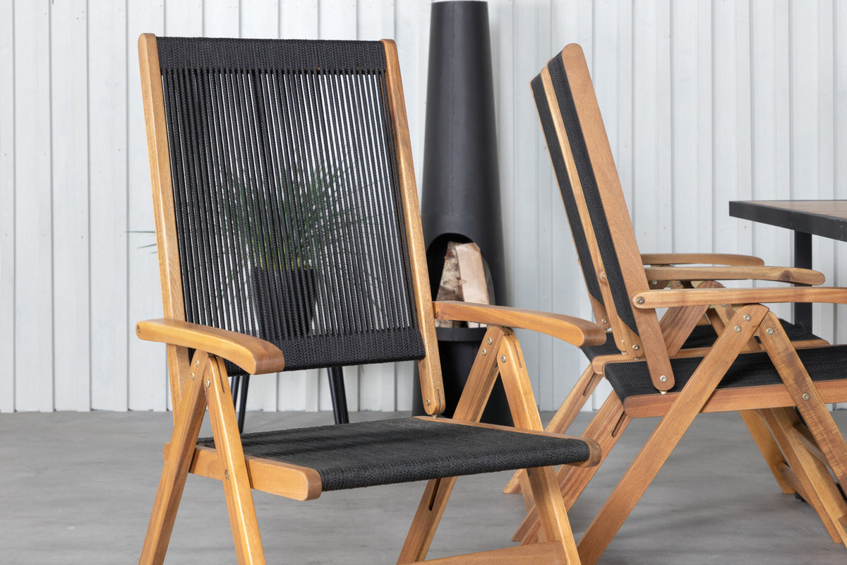 Venture Design Little John & Khung Matstolar 2-pack Svart + Rektangulära Matbord 200 x 100 Natur