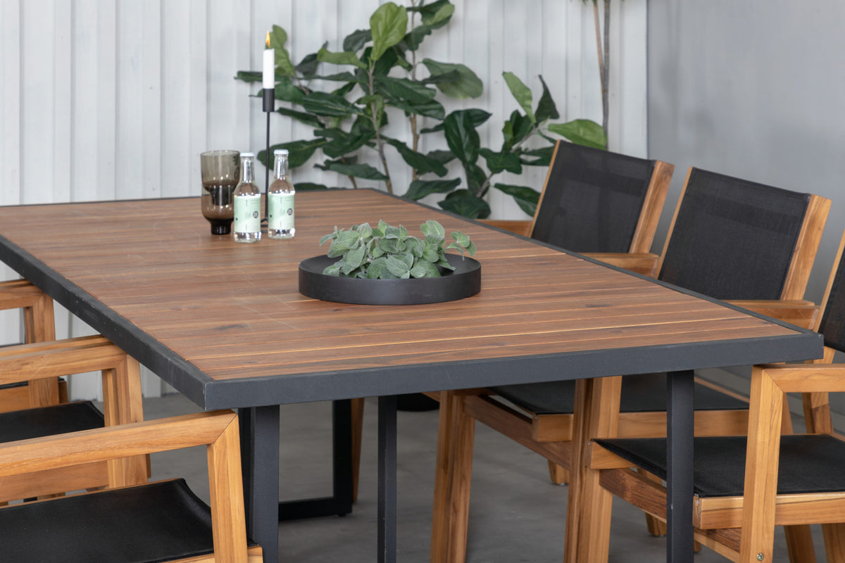 Venture Design Venice & Khung Matstolar 2-pack Natur + Rektangulära Matbord 200 x 100 Natur