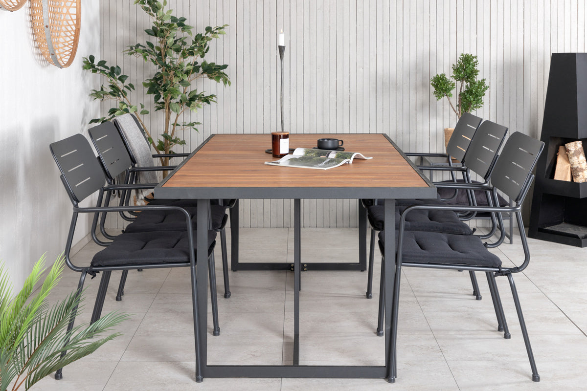 Venture Design Nicke & Khung Matstolar 2-pack Svart + Rektangulära Matbord 200 x 100 Natur
