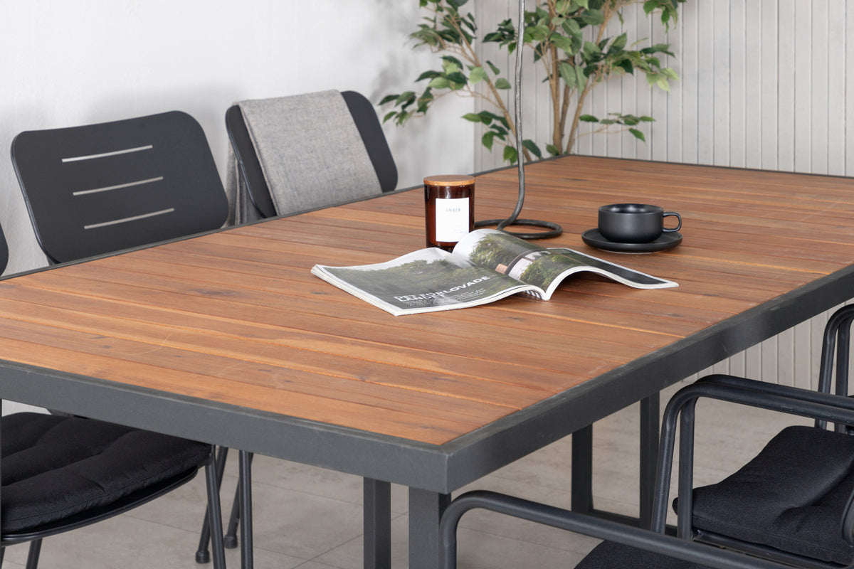 Venture Design Nicke & Khung Matstolar 2-pack Svart + Rektangulära Matbord 200 x 100 Natur