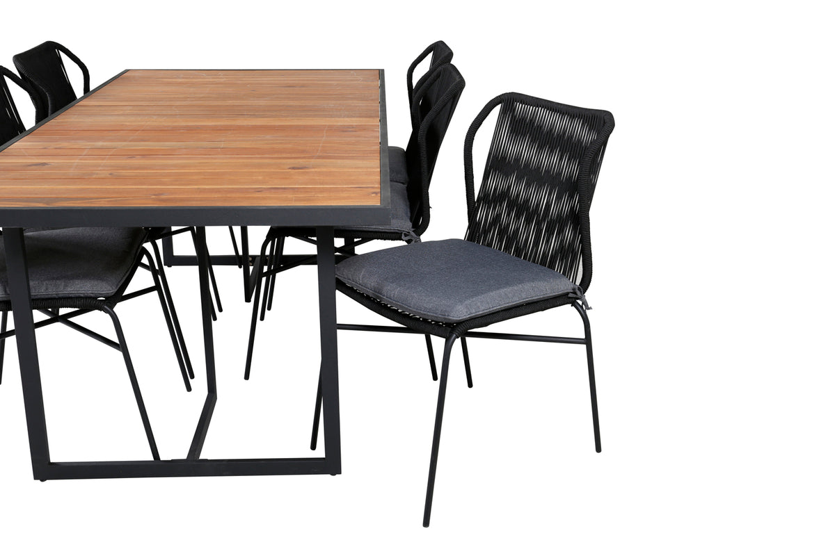 Venture Design Julian & Khung Matstolar Svart + Matbord 200x100