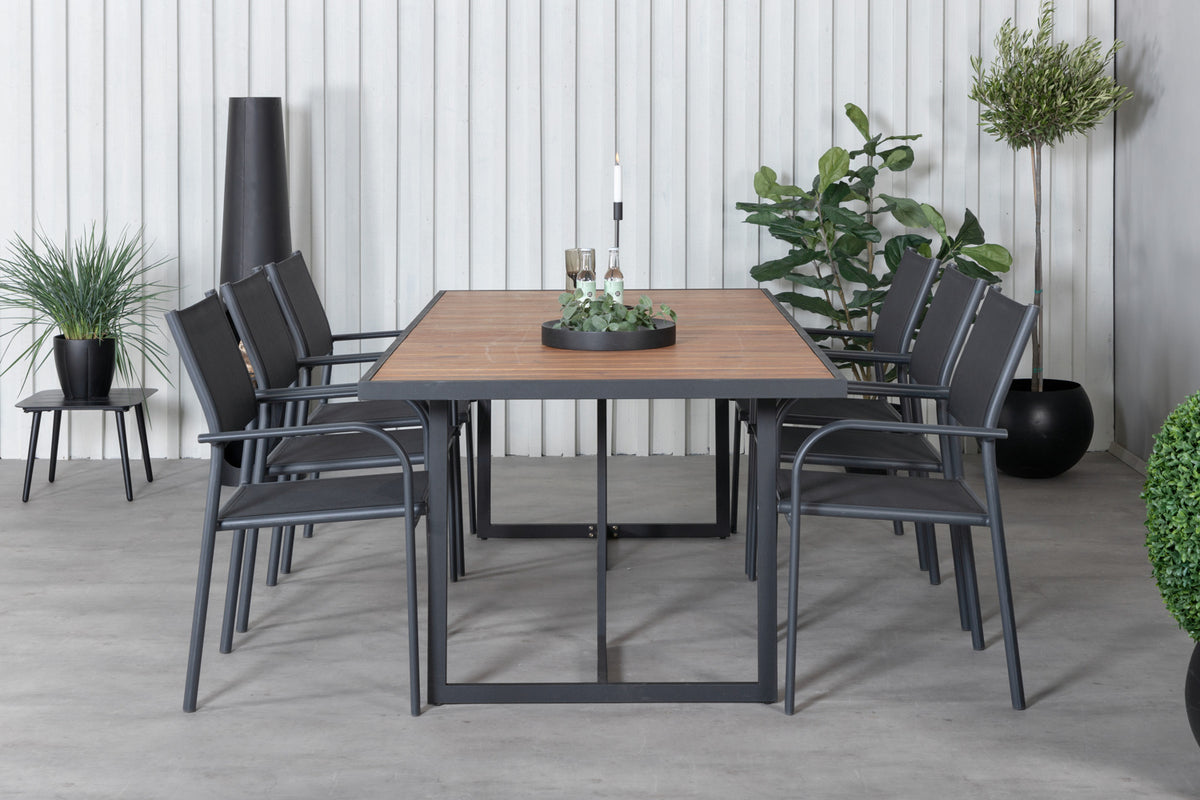 Venture Design Khung & Santorini Rektangulära Matbord 200 x 100 Natur + Matstolar 2-pack Svart
