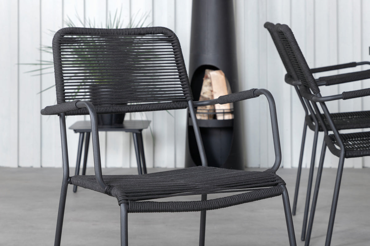Venture Design Khung & Lindos Rektangulära Matbord 75 x 200 x 100 Natur + Matstolar 2-pack Svart