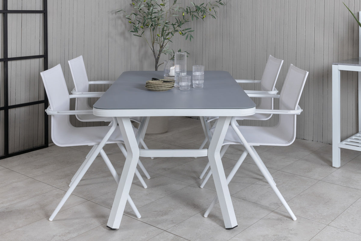Venture Design Virya & Alina Matbord 160 x 90 + Matstolar Vit