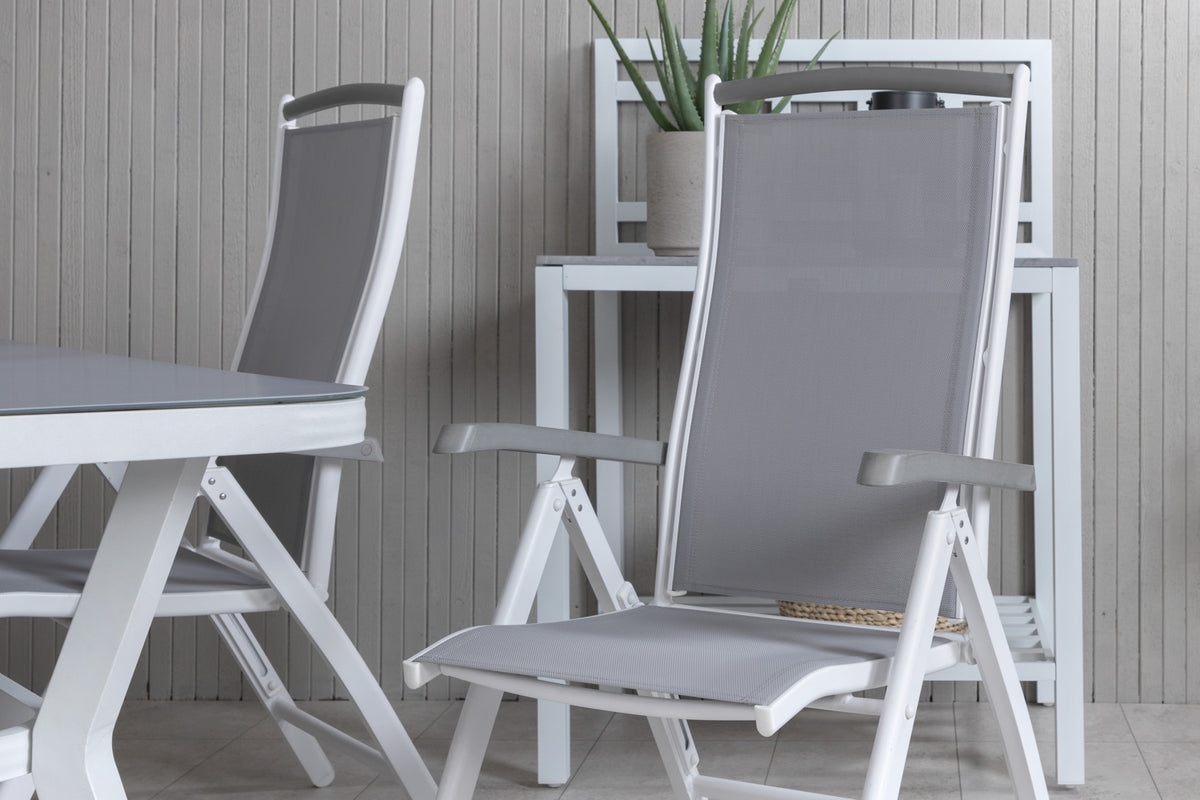 Venture Design Virya & Albany Rektangulära Matbord 160 x 90 Grå + Positionsstolar 2-pack Vit