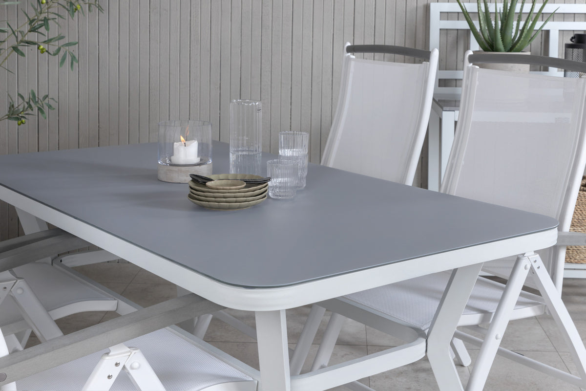 Venture Design Virya & Albany Matbord 160 x 90 + Positionsstolar Vit