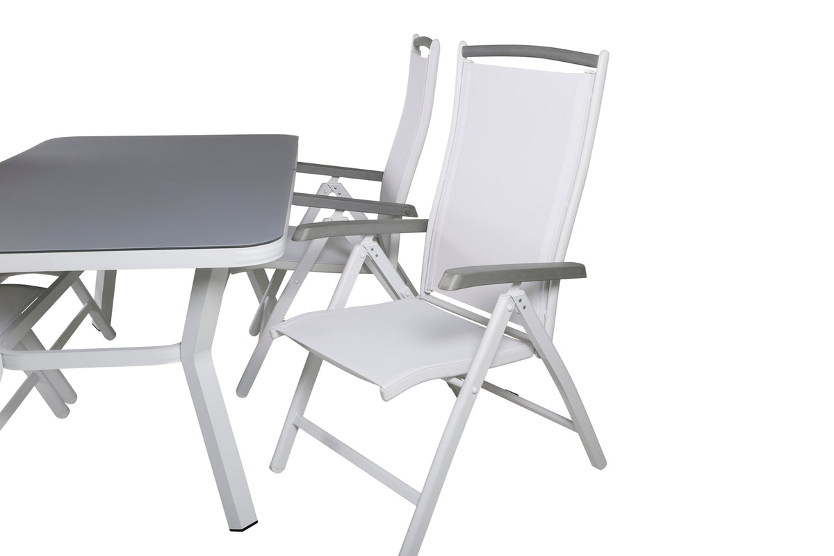 Venture Design Virya & Albany Matbord 160 x 90 + Positionsstolar Vit