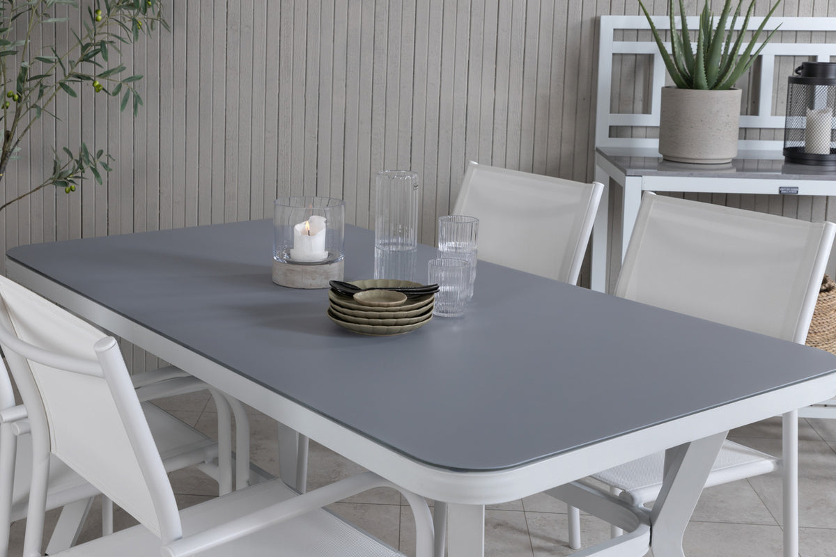 Venture Design Virya & Santorini Matbord 160 x 90 + Matstolar Vit