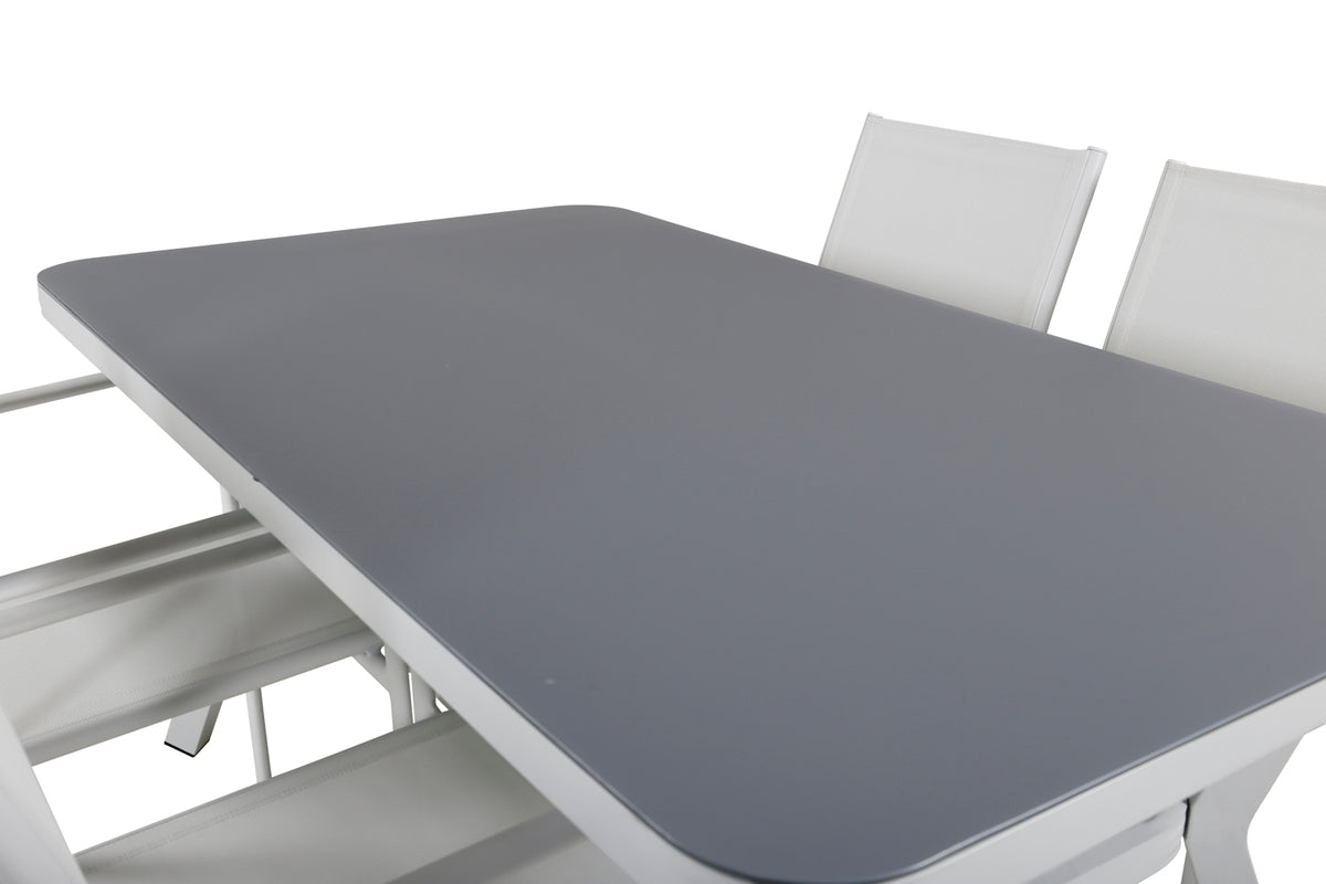 Venture Design Virya & Santorini Matbord 160 x 90 + Matstolar Vit