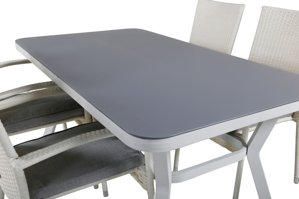 Venture Design Virya & Anna Matbord 160 x 90 + Matstolar Vit