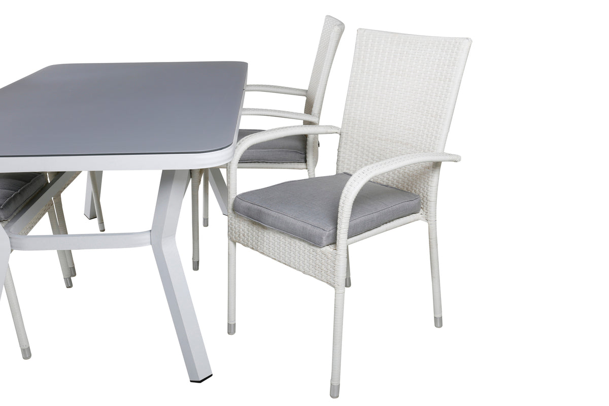 Venture Design Virya & Anna Matbord 160 x 90 + Matstolar Vit