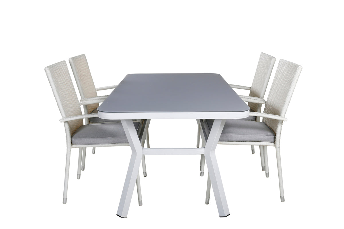 Venture Design Virya & Anna Matbord 160 x 90 + Matstolar Vit