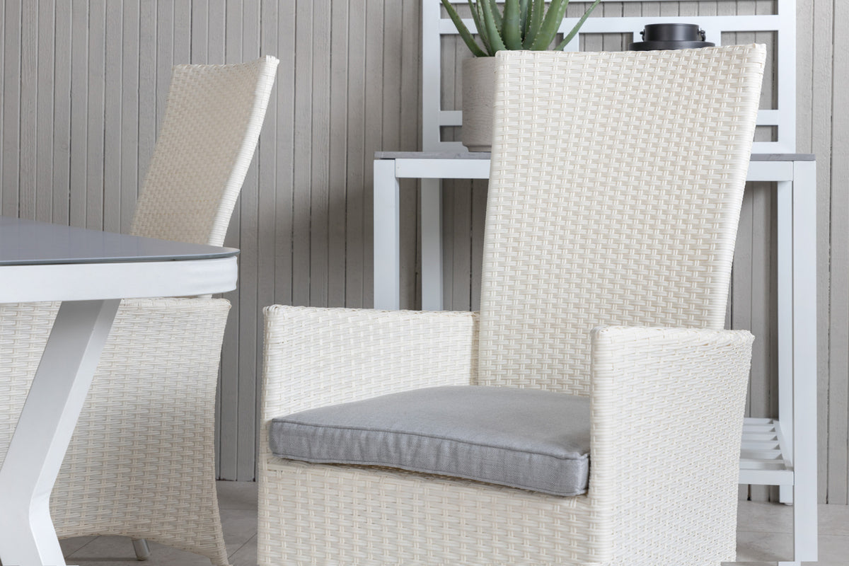 Venture Design Virya & Padova Matbord 160 x 90 + Reclinerstolar Vit
