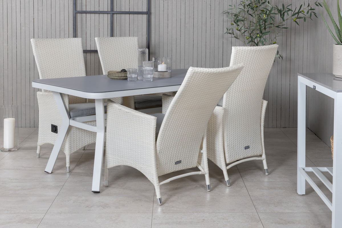 Venture Design Virya & Padova Matbord 160 x 90 + Reclinerstolar Vit