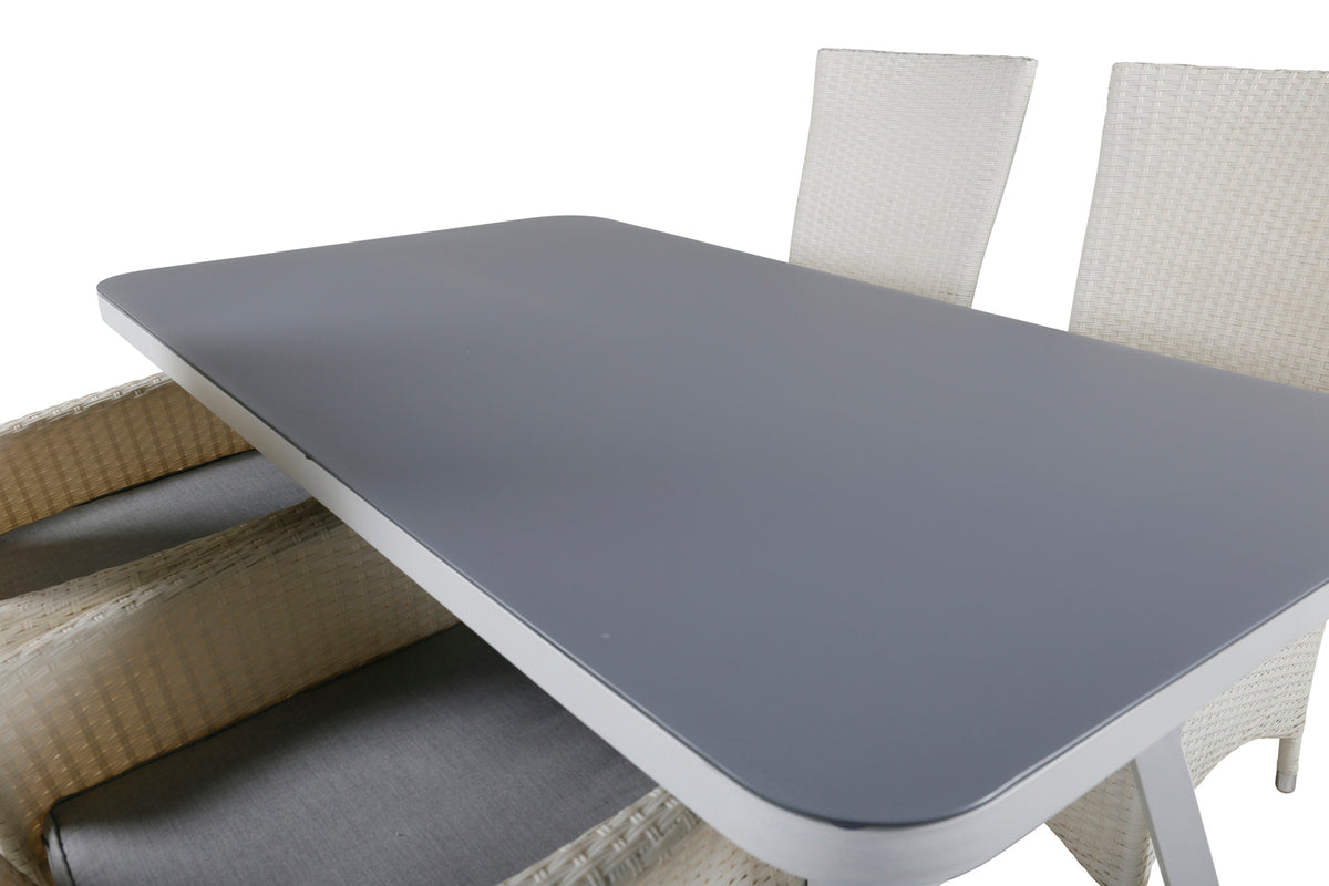 Venture Design Virya & Padova Matbord 160 x 90 + Reclinerstolar Vit