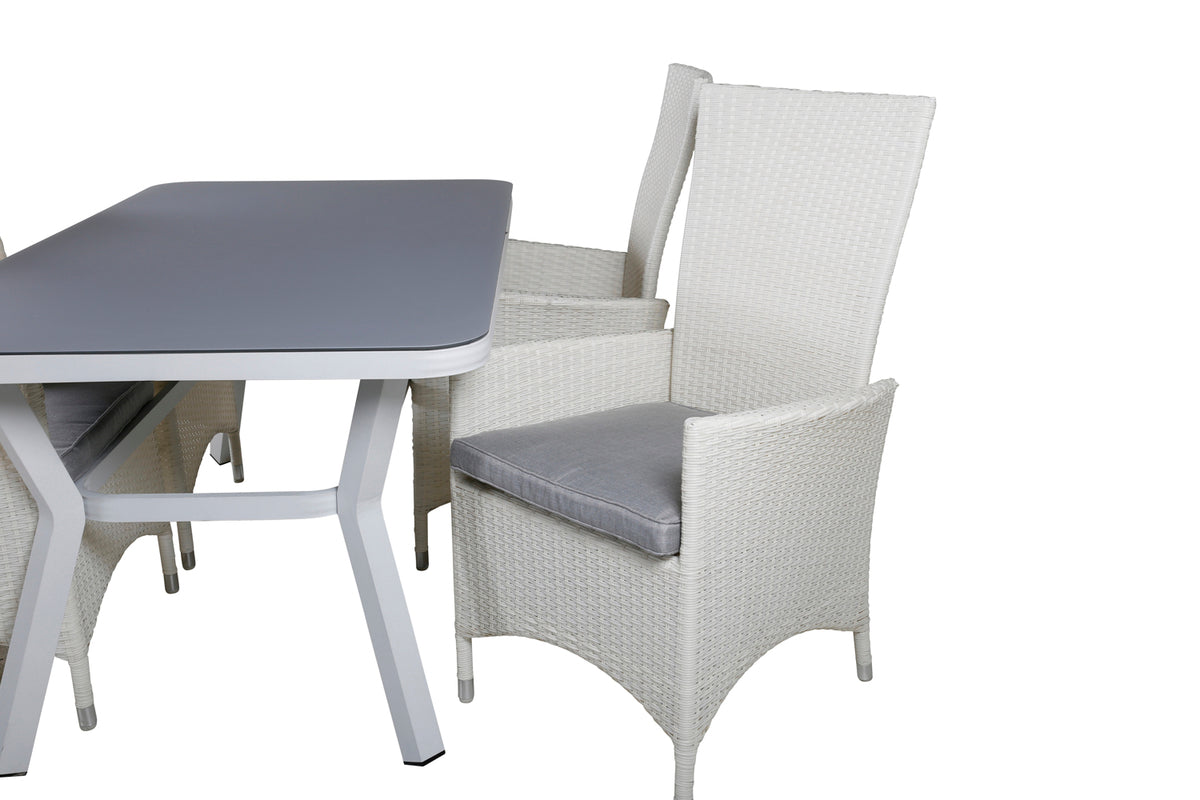 Venture Design Virya & Padova Matbord 160 x 90 + Reclinerstolar Vit