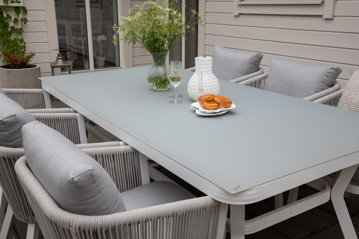 Venture Design Virya Rektangulära Matbord 74 x 200 x 100 Vit + Matstolar 2-pack Grå