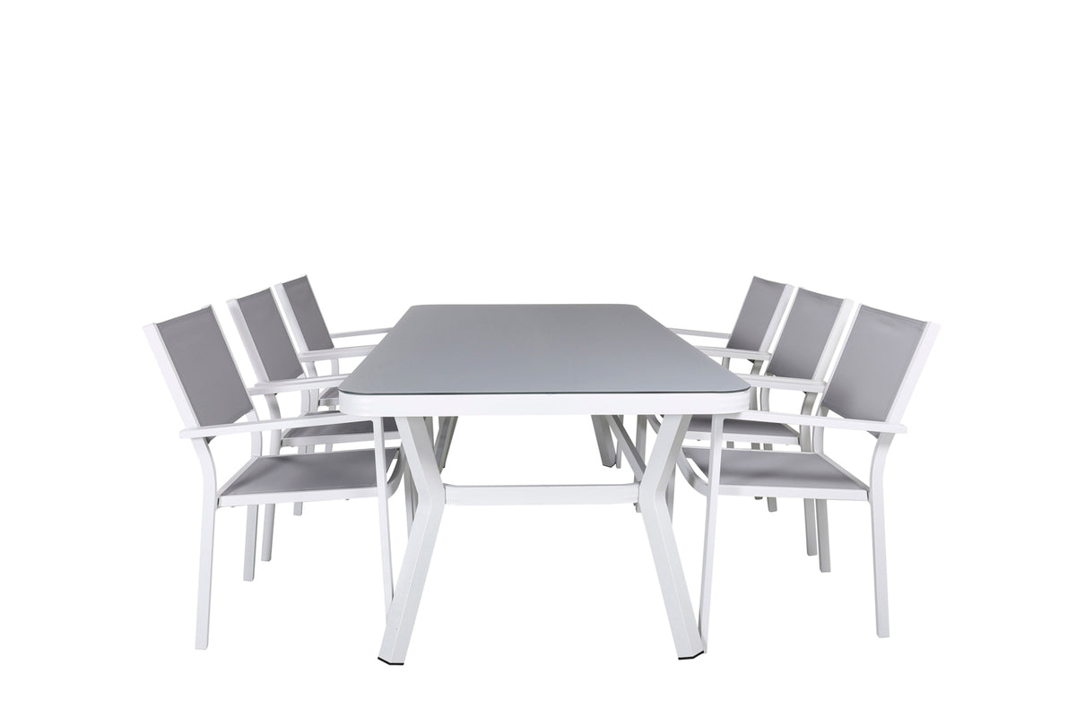 Venture Design Virya & Copacabana Rektangulära Matbord 200 x 100 Vit + Matstolar