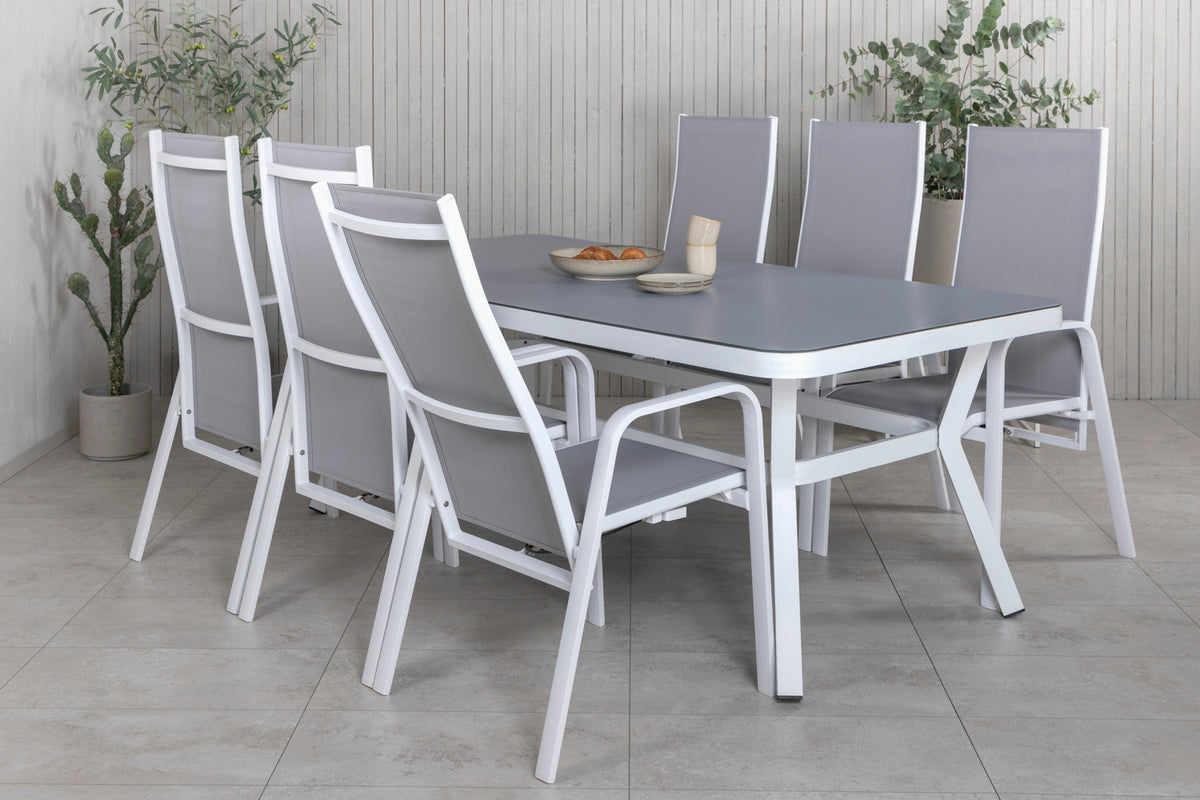 Venture Design Virya & Copacabana Matbord 200x100 + Reclinerstolar Grå