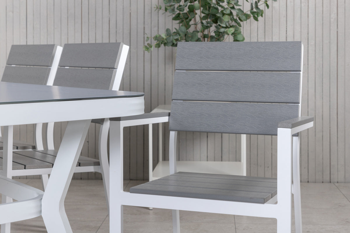 Venture Design Virya & Levels Matbord 200x100 + Matstolar Grå
