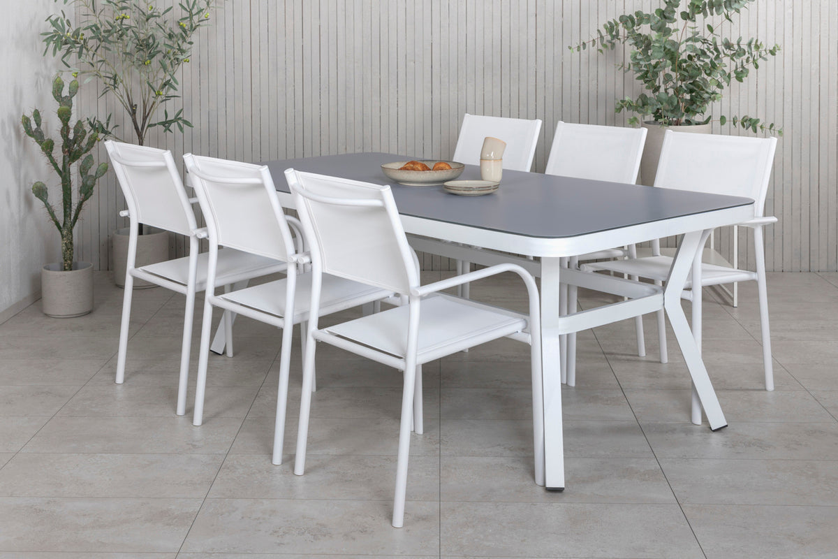 Venture Design Venture Home Virya & Santorini Matbord 200x100 + Matstolar Vit