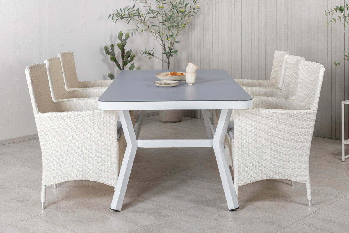 Venture Design Virya & Malin Matbord 200x100 + Matstolar Vit