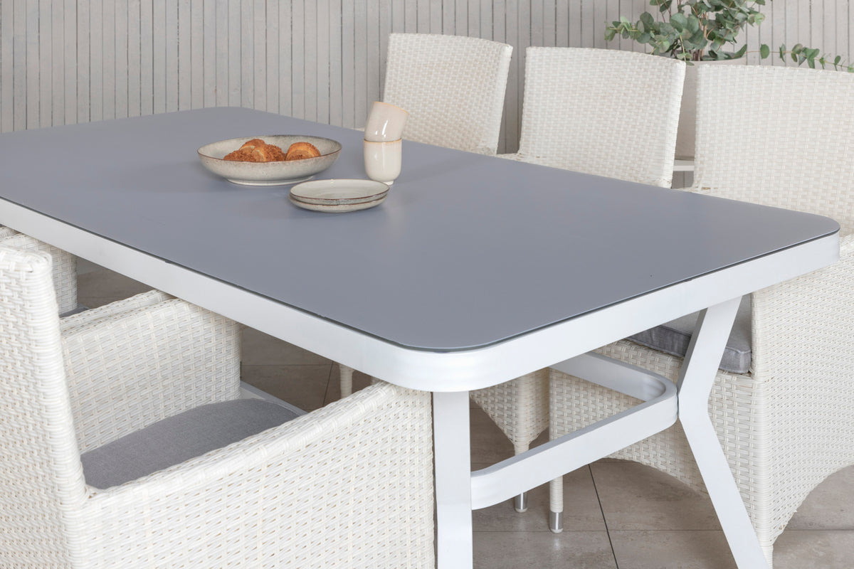 Venture Design Virya & Malin Matbord 200x100 + Matstolar Vit