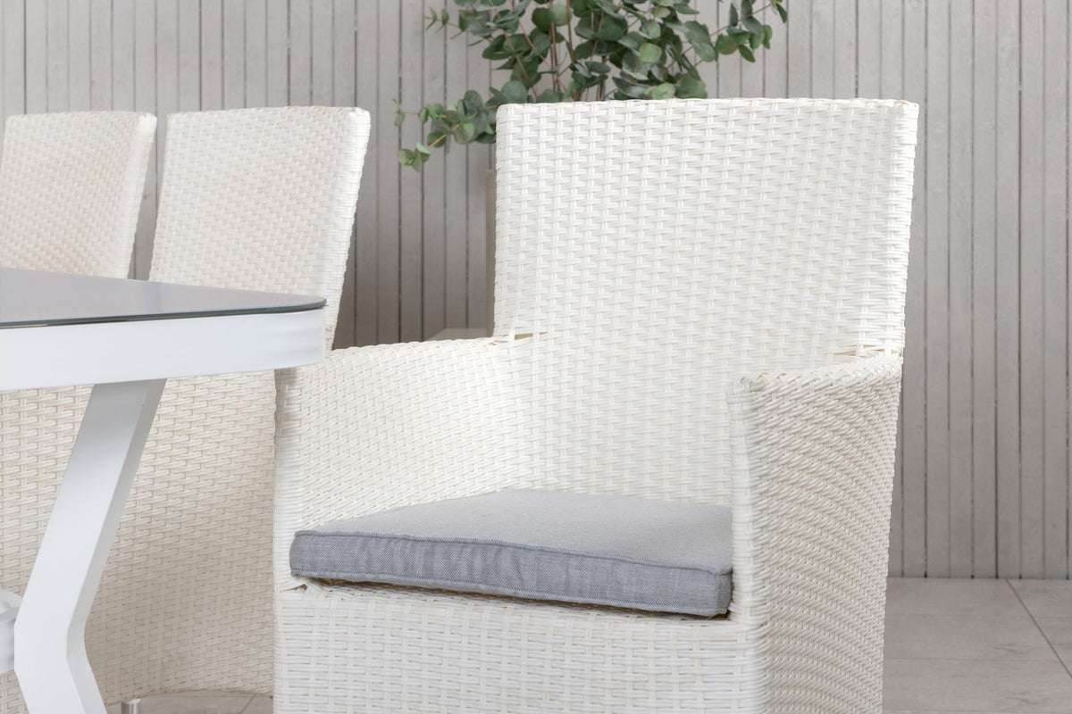 Venture Design Virya & Malin Matbord 200x100 + Matstolar Vit
