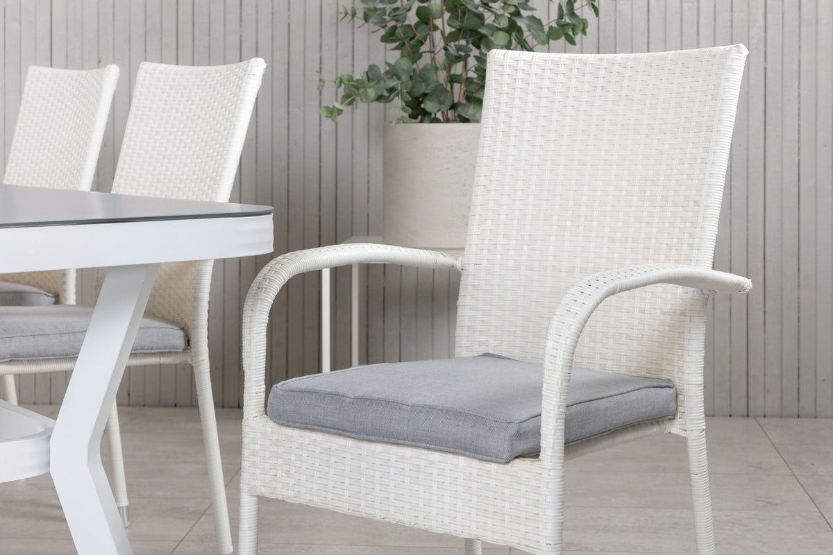 Venture Design Virya & Anna Matbord 200x100 + Matstolar Vit