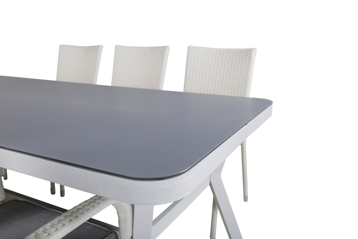 Venture Design Virya & Anna Matbord 200x100 + Matstolar Vit